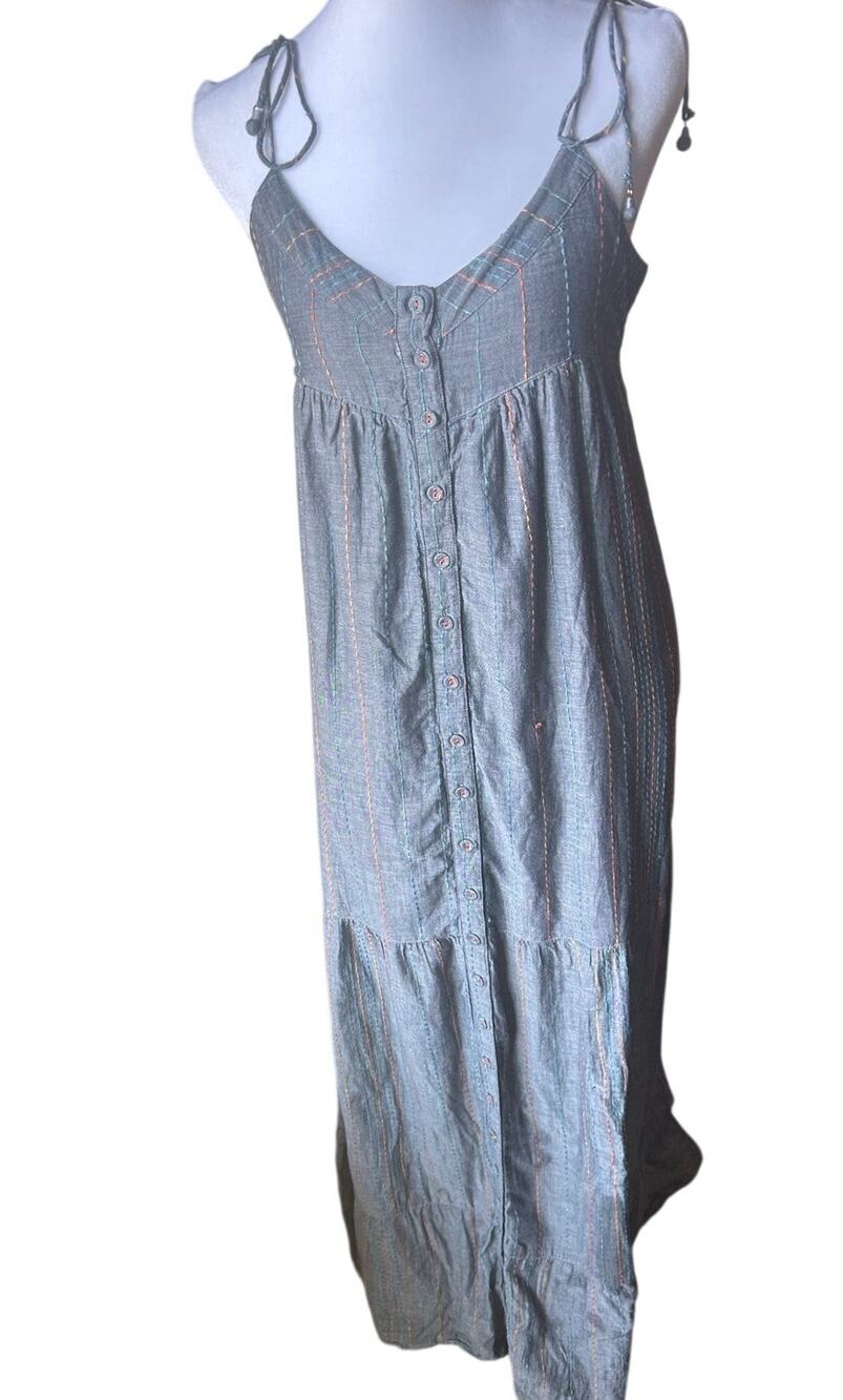 Vintage Juicy Couture Gray Embroidered Stripe Dress Women's Size P XS Petite Y2K